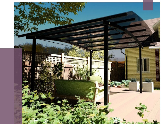 Навесы для террасы в Лениногорске от 13158 руб. под ключ | ПРОЛЁТ-Лнр