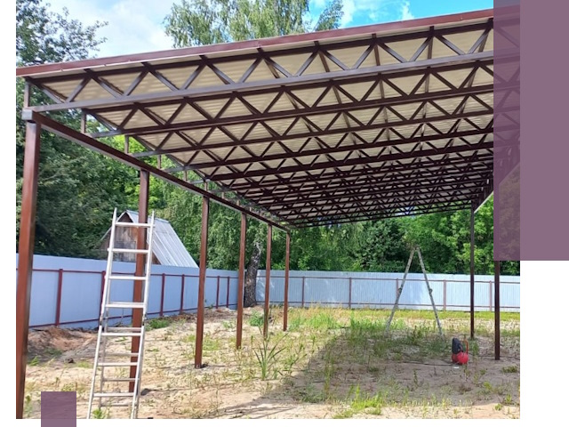 Односкатные навесы под ключ в Лениногорске — изготовление и монтаж