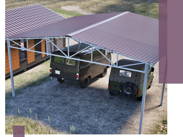 Двускатные навесы под ключ в Лениногорске — изготовление и монтаж